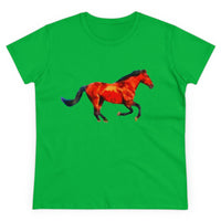 Horse 'Old Red' Women's Midweight Cotton Tee (Color: Irish Green)