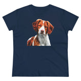 Brittany Spaniel Women's Midweight Cotton Tee (Color: Navy)