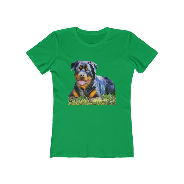Rottweiler 'Lina' Women's Slim Fit Ringspun Cotton T-Shirt (Colors: Solid Kelly Green)