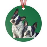 Boston Terriers 'Skipper & Dee Dee' Metal Ornaments - Add Playful Charm to Your Christmas Tree - Sturdy, High-Resolution Aluminum Ornaments Built to Last