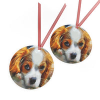 Cavalier King Charles Spaniel Puppy Metal Ornaments