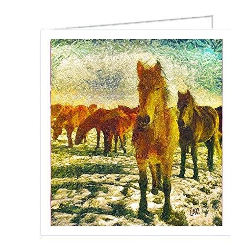 Winter Horse Team Set of 6 Blank Notecards and Envelopes By Doggylips