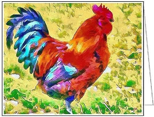 Rooster - &#39;Craw&#39;- Set of 6 Blank notecards and envelopes by Doggylips