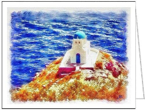 Church of 7 Martyrs - Kastro - Sifnos Greece - Set of 6 Blank Notecards by DoggyLips.Com