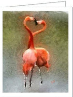 Flamingos - Love Birds- Notecards- Set of 6 by Doggylips