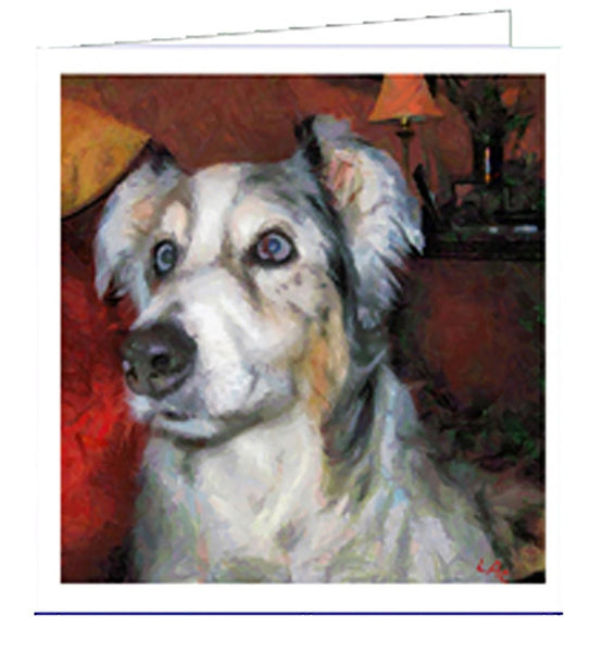 Australian Shepherd &#39;Mr. Buttons&#39; - Set of 6 Blank Notecards 5.25 x 5.25 Inches