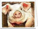 Pig - Petunia - Set of 6 Blank Notecards by Doggylips