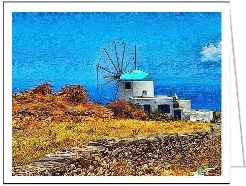 Vista Windmill - Sifnos, Greece - Set of 6 Blank Notecards