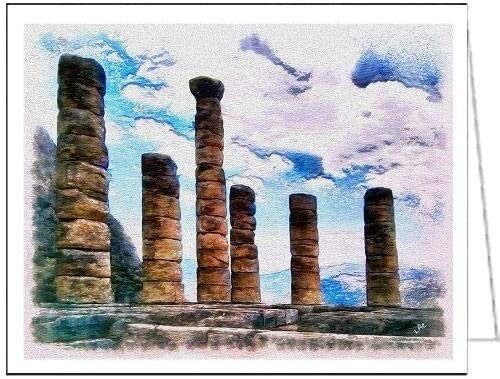 Temple of Apollo at Delphi, Greece - Set of 6 Blank Notecards by Doggylips
