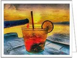 Cocktails On Hydra - Set of 6 Blank Notecards by Doggylips