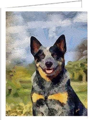 Blue Heeler Bailey - Australian Cattle Dog - Set of 6 Notecards by DoggyLips.Com
